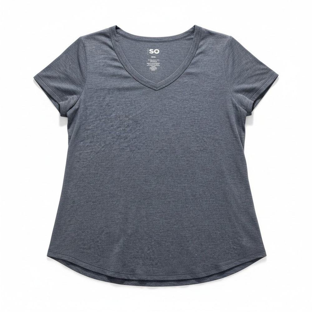 SO Womens XXL Blue V-Neck T-Shirt Casual Athleisure Short Sleeve Tee
